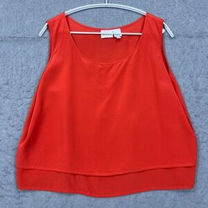 Apart Impressions Top Women's 16 Red Pure Silk Sleeveless Scoop Neck Layers Tank